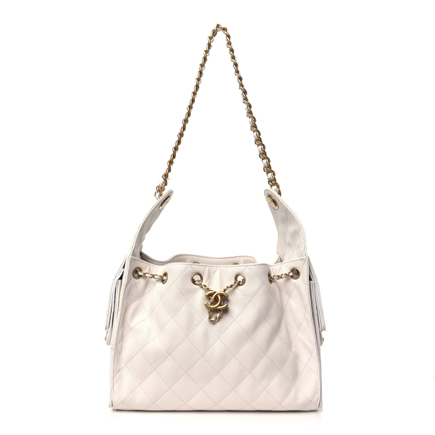 Caviar Quilted Small Chanel 25 Handbag White