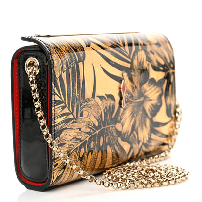 Christian Louboutin Patent Lame Hibiscus Crossbody Clutch Black Gold 2 of 9