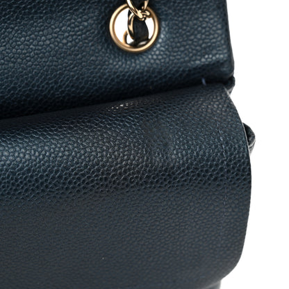Chanel Iridescent Caviar Quilted Medium Double Flap Dark Blue 12 of 13