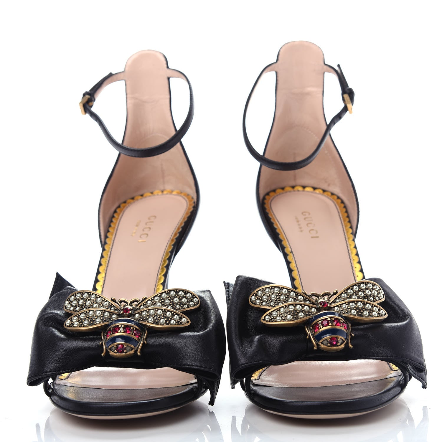 Gucci Nappa Queen Margaret High Heel Sandals 37.5 Black 2 of 10