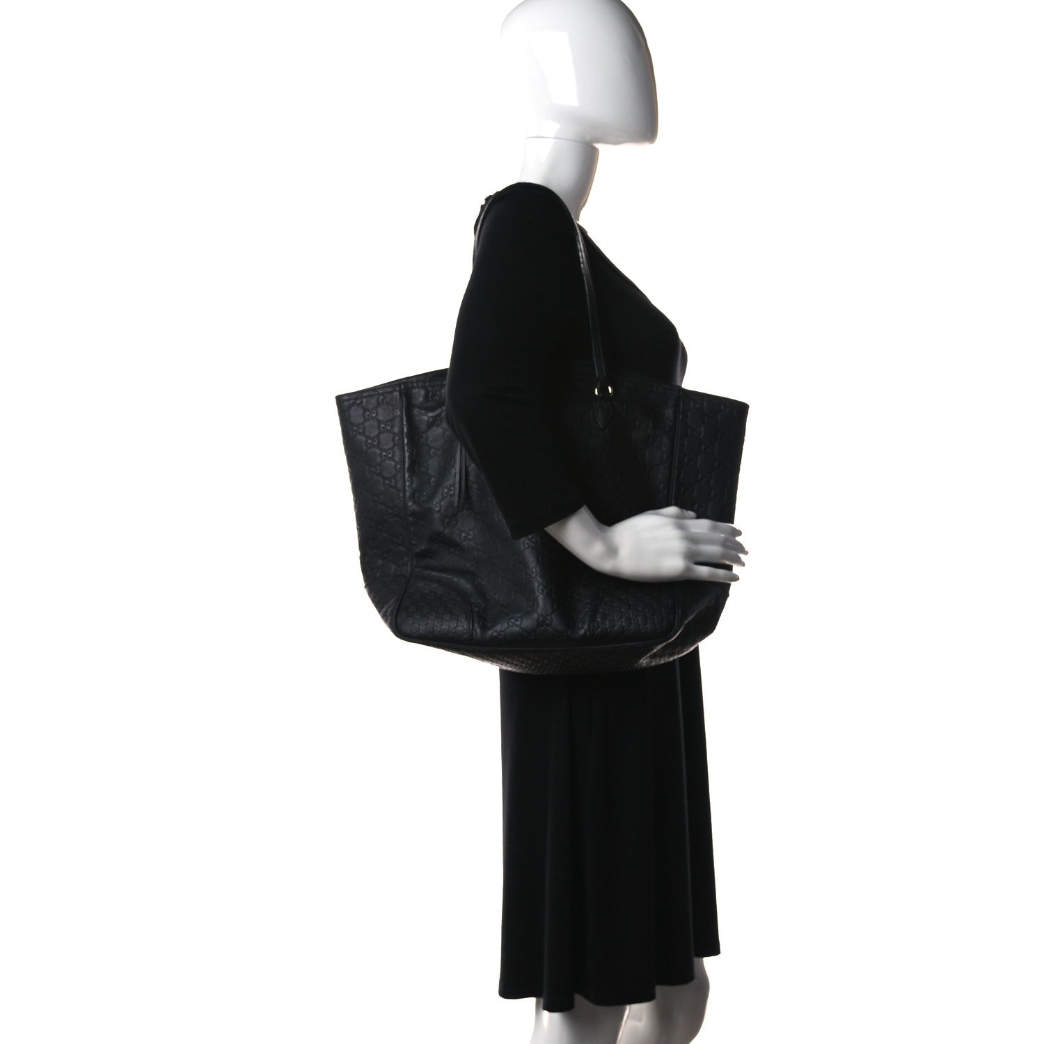 Gucci Guccissima Medium Bree Zippered Tote Black 3 of 14