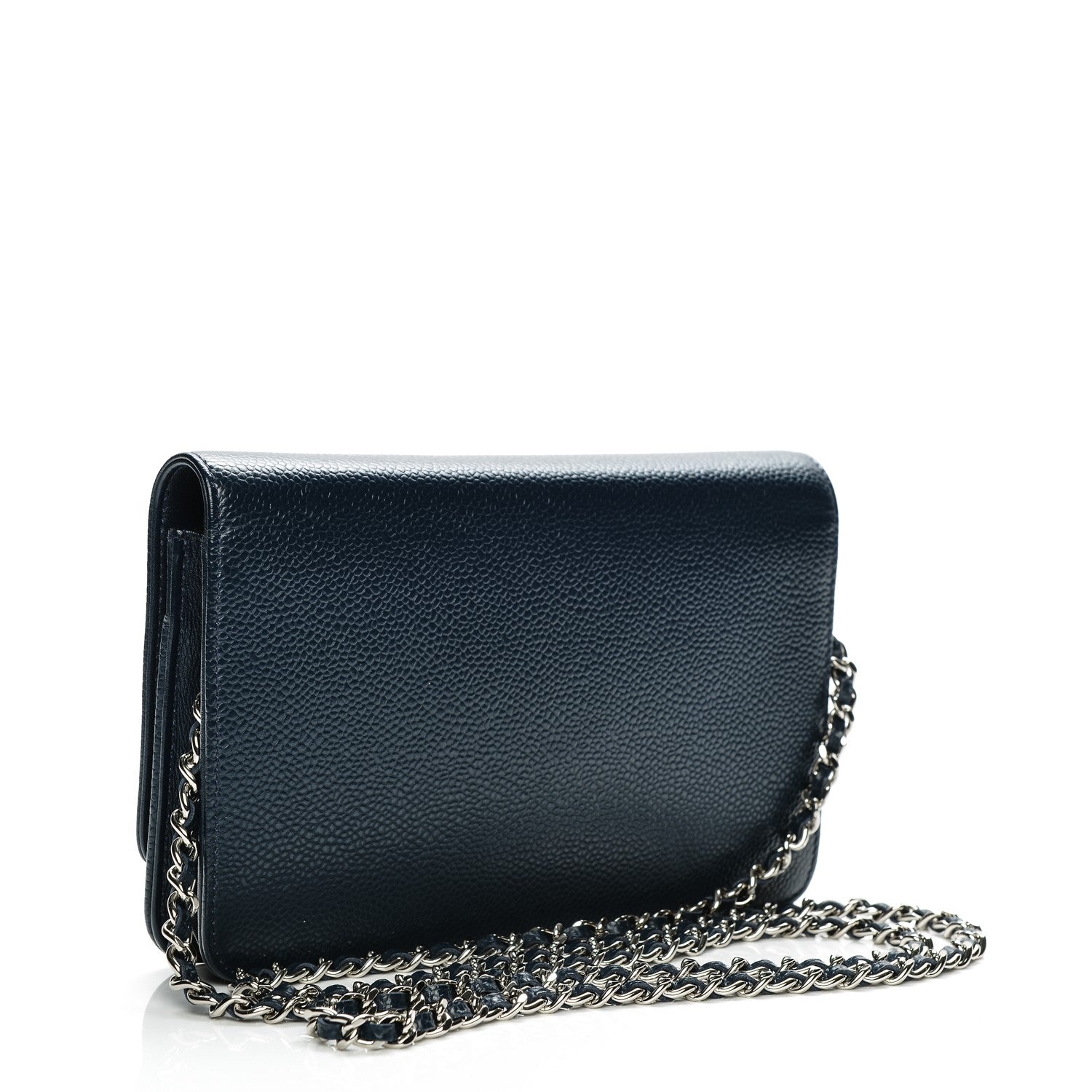 Chanel Caviar Timeless CC Wallet On Chain WOC Navy Blue 3 of 8