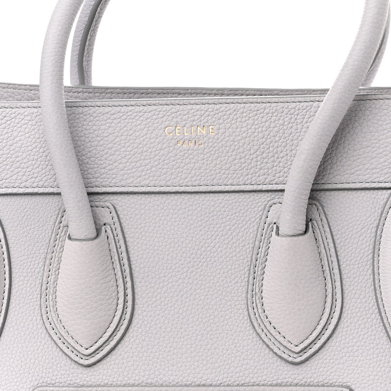 Celine Drummed Calfskin Micro Luggage Light Grey 7 of 10