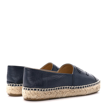 Chanel Lambskin CC Espadrilles 35 Navy Black 4 of 11