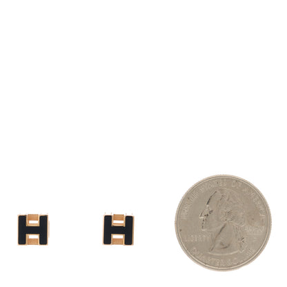 Hermes Gold Lacquered Cage d&#039;H Earrings Black 2 of 4