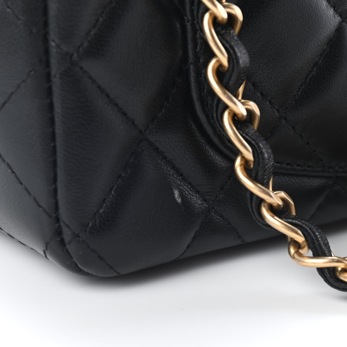 Lambskin Quilted Mini Rectangular Flap Black