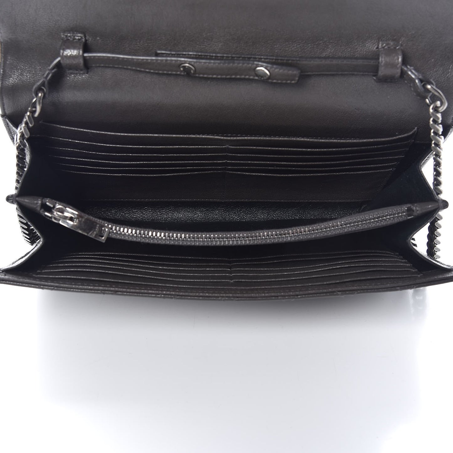 Sheepskin Tri-Quilt Monogram Envelope Chain Wallet Earth