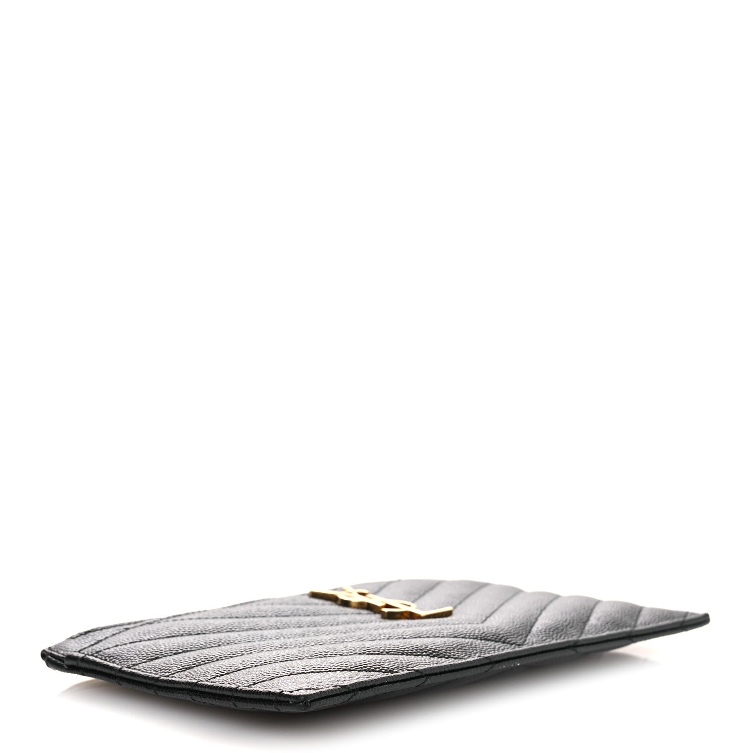 Saint Laurent Grain De Poudre Chevron Monogram Bill Pouch Black 4 of 9
