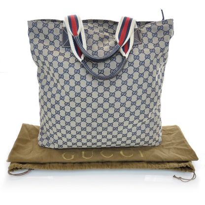 Gucci GG Monogram Large Web Handle Vertical Tote Dark Navy 3 of 11