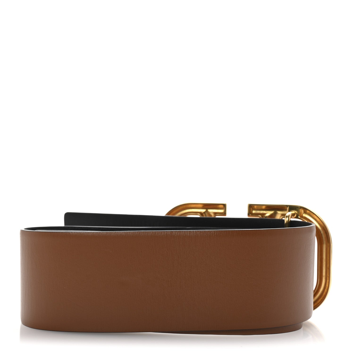 Valentino Garavani Glossy Calfskin VLogo Reversible 70mm Belt 70 28 Saddle Brown Black 2 of 5