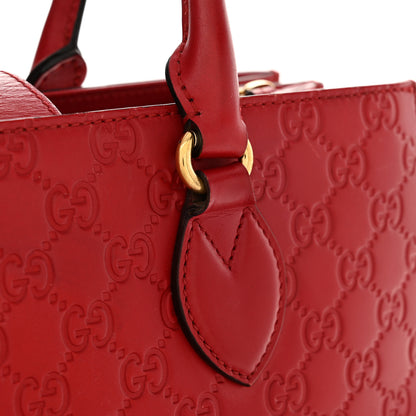 Gucci Guccissima Signature Padlock Double Handle Bag Hibiscus Red 15 of 20
