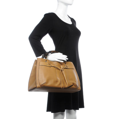 Gucci Calfskin Bamboo Handle Tote Tan 2 of 7