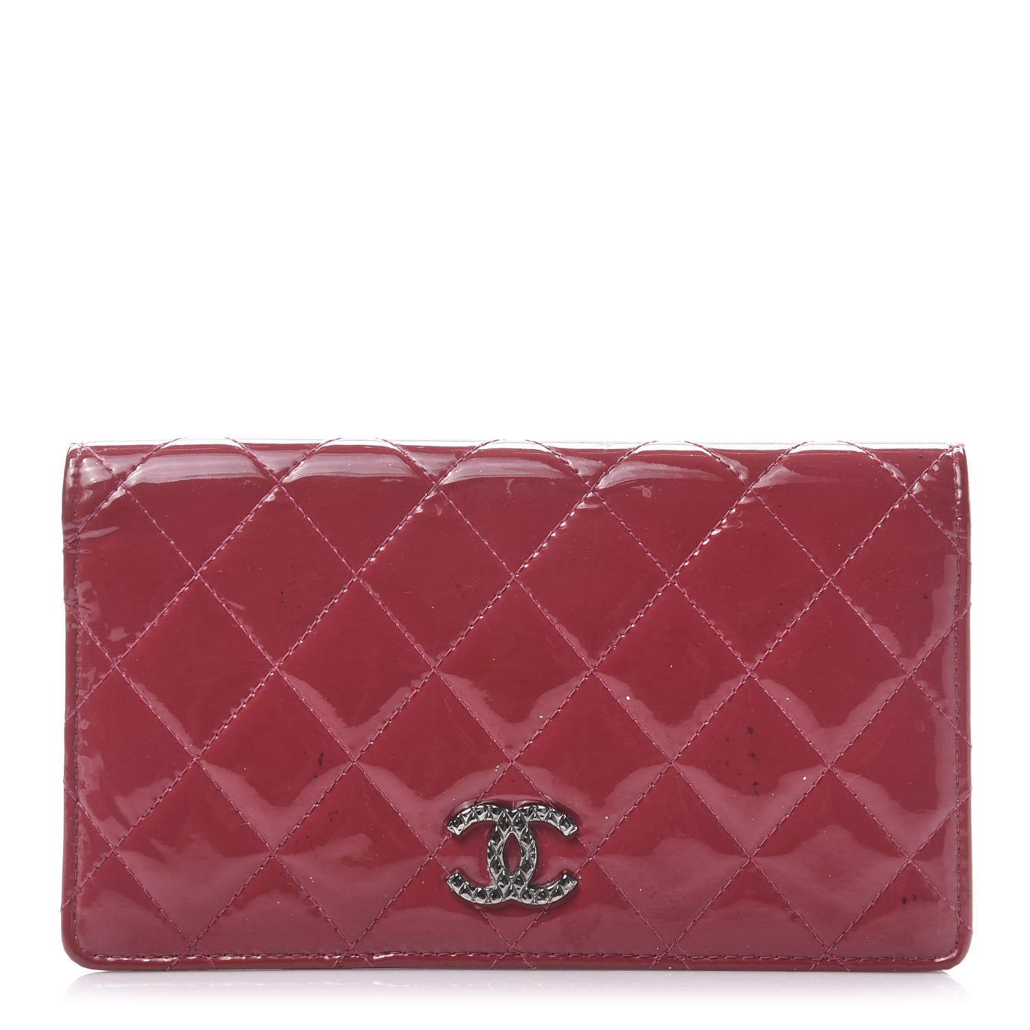 Chanel Patent Calfskin Quilted Large Brilliant Flap Wallet Fuchsia 1 of 11