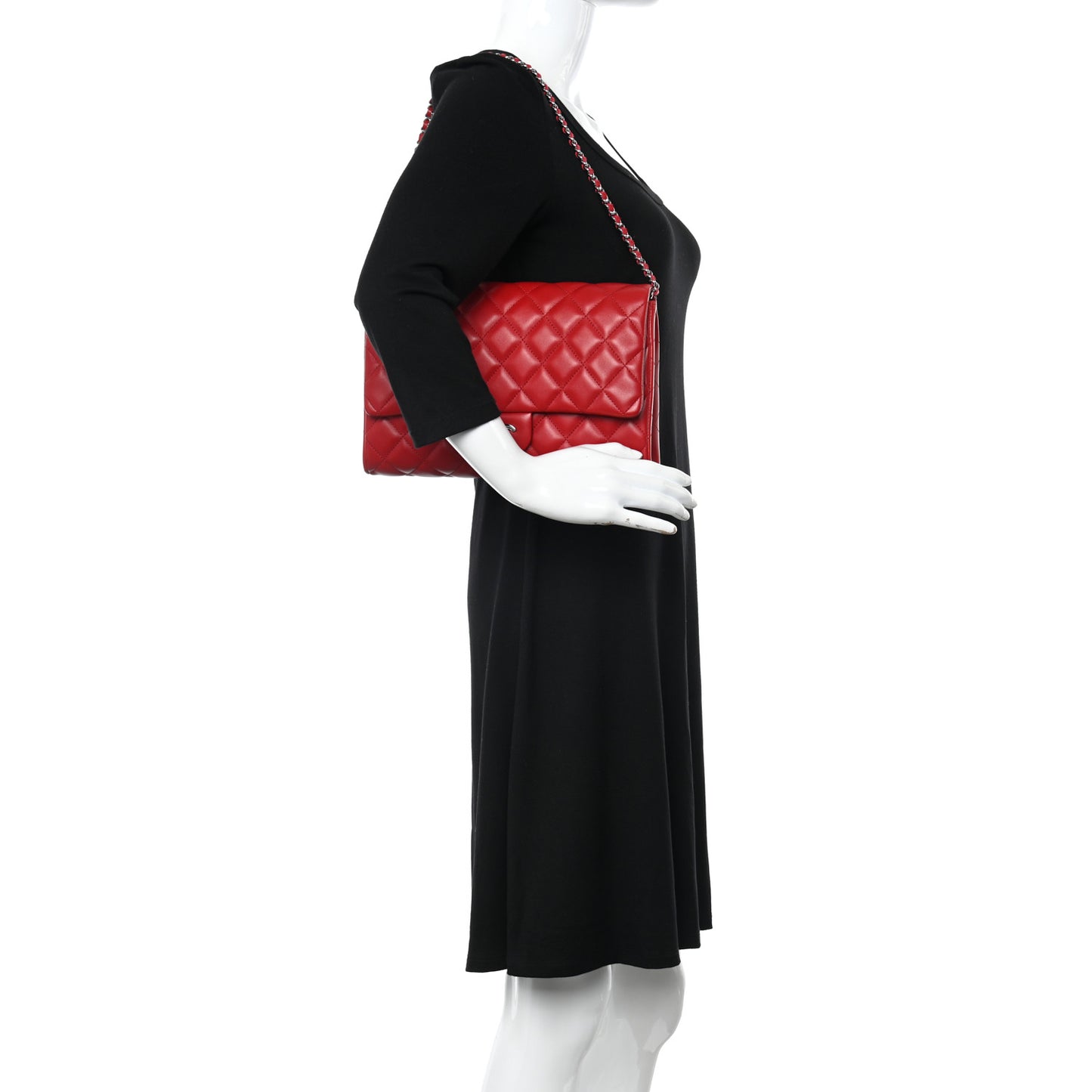 Lambskin Quilted Flap Clutch Red