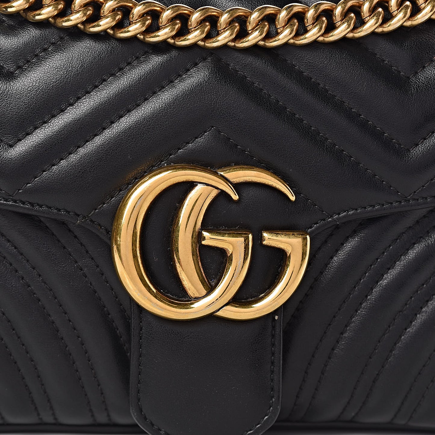 Calfskin Matelasse Small GG Marmont Shoulder Bag Black