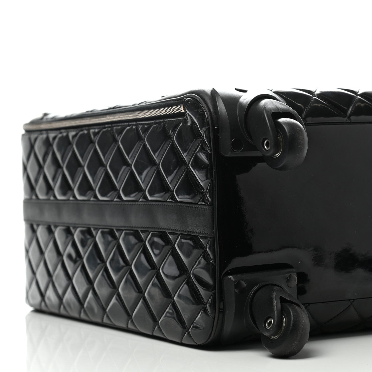Chanel Vinyl Calfskin Quilted Trolley Rolling Luggage Black 7 of 10