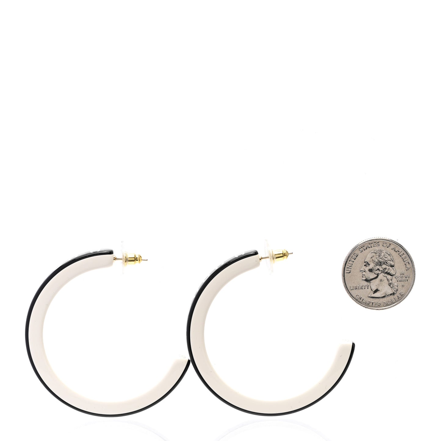 Resin Logo Hoop Earrings Black White
