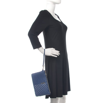 Saint Laurent Calfskin Matelasse Chevron Monogram A5 Wristlet Medium Blue 2 of 9