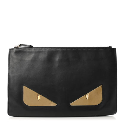 Fendi Vitello Century Metal Monster Eyes Pouch Black 1 of 4