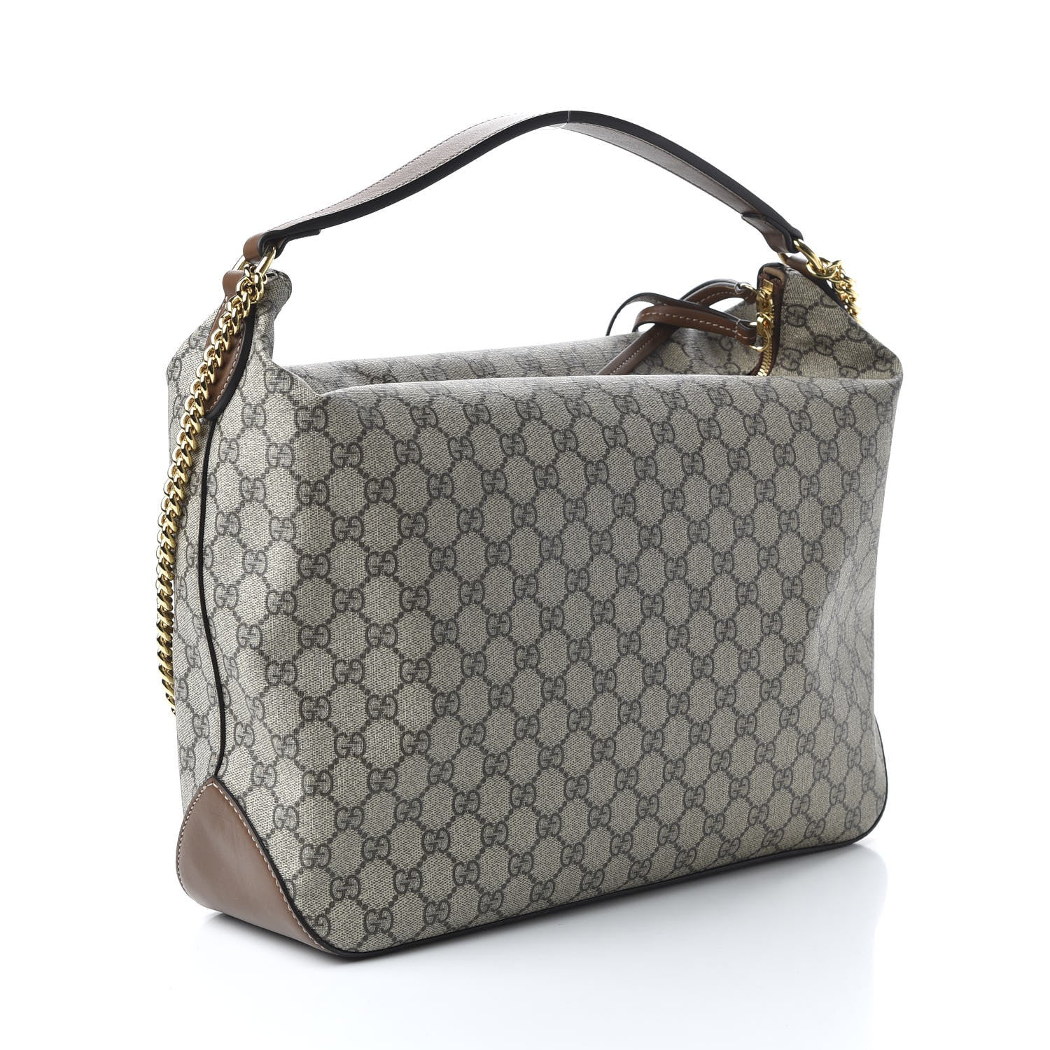 Gucci GG Supreme Monogram Large Linea A Hobo Light Brown 3 of 10