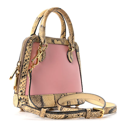 Gucci Snakeskin Boarded Plutone Calfskin Mini Horsebit 1955 Top Handle Bag Wild Rose Beige 3 of 10