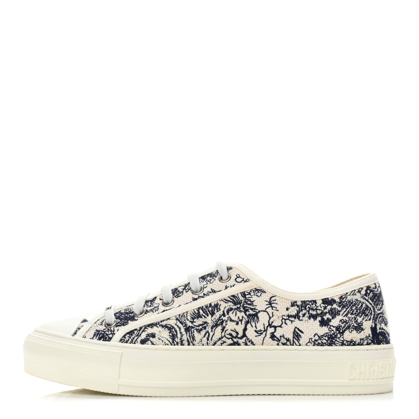 Canvas Toile De Jouy Embroidered Womens Walk Dior Low Top Sneakers 39.5 Off White Navy