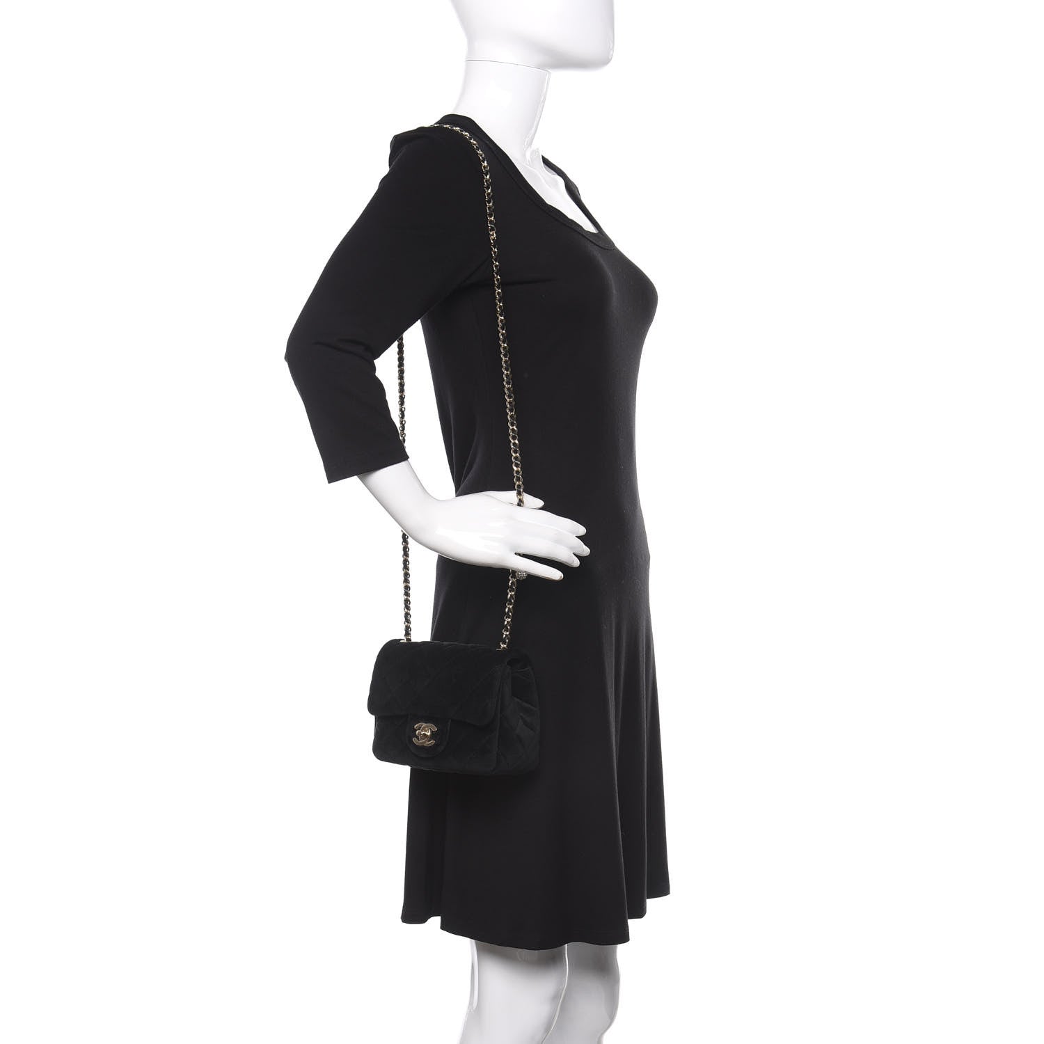 Chanel Velvet Quilted Mini Pearl Crush Flap Black 2 of 10