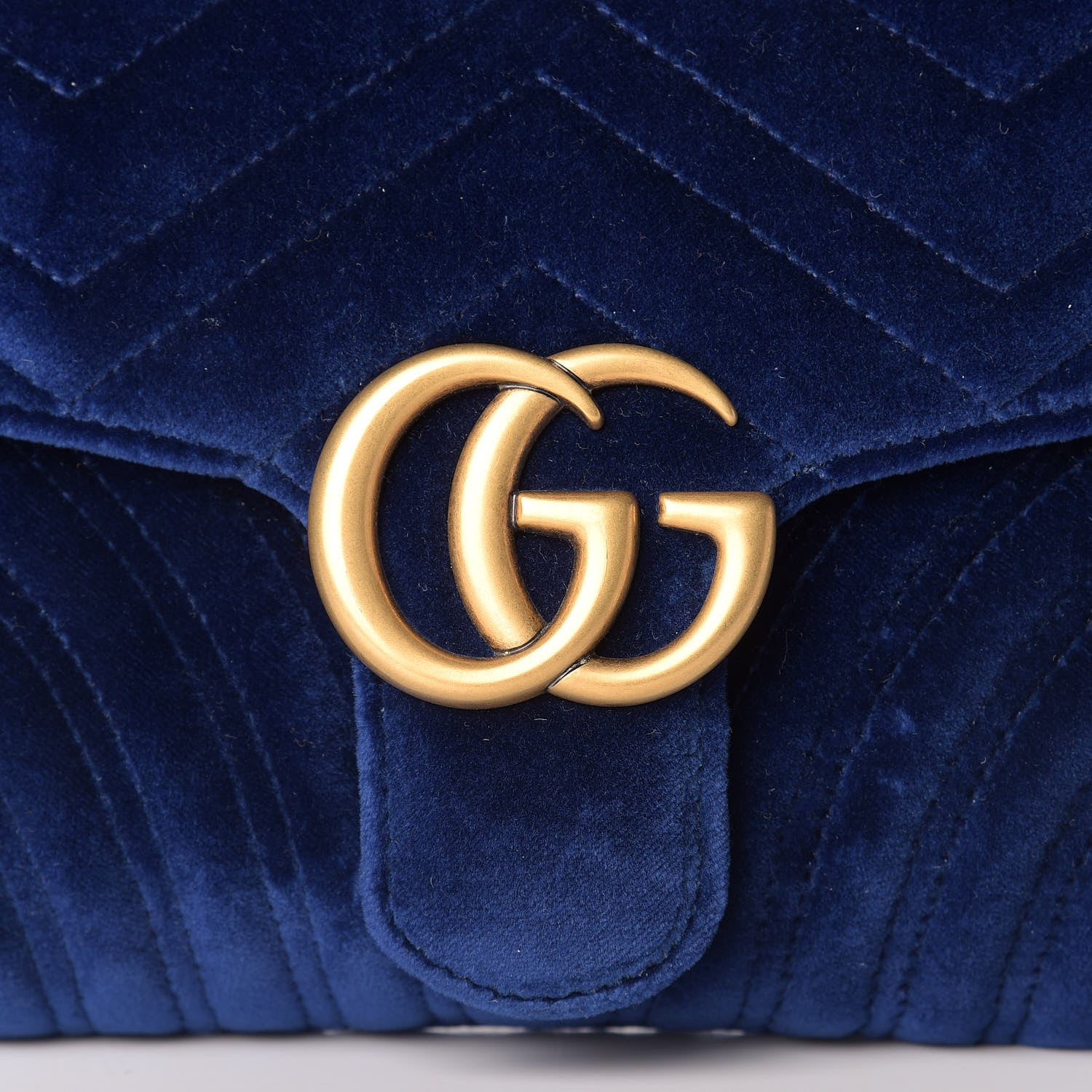 Gucci Velvet Matelasse GG Marmont Clutch Cobalt Blue 10 of 12
