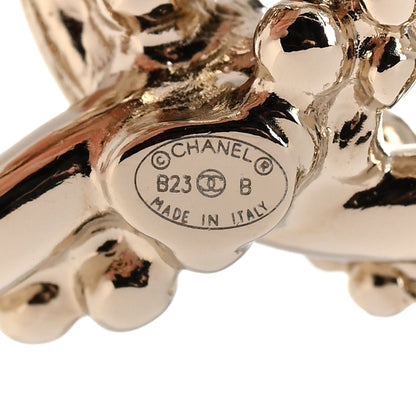 Chanel Metal Crystal Twisted CC Brooch Light Gold 4 of 4