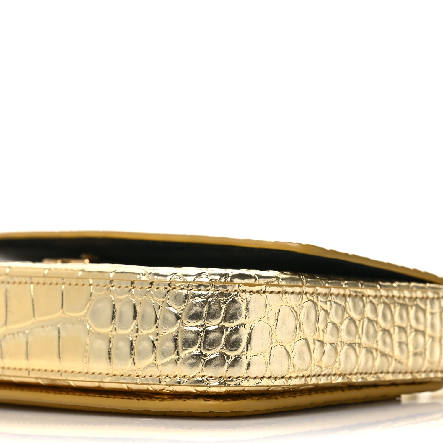 Balenciaga Metallic Calfskin Crocodile Embossed Ghost Sling Bag Gold 8 of 9