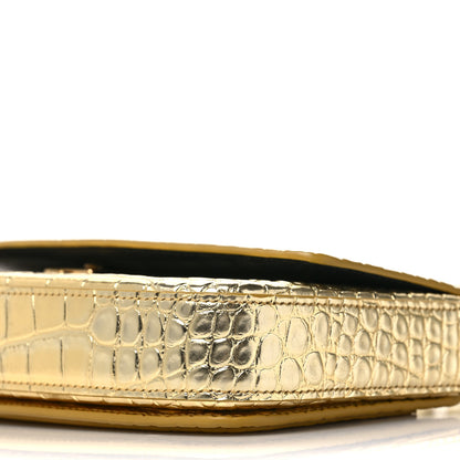 Balenciaga Metallic Calfskin Crocodile Embossed Ghost Sling Bag Gold 8 of 9