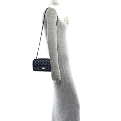 Chanel Lambskin Quilted Mini Rectangular Flap Dark Navy Blue 2 of 10