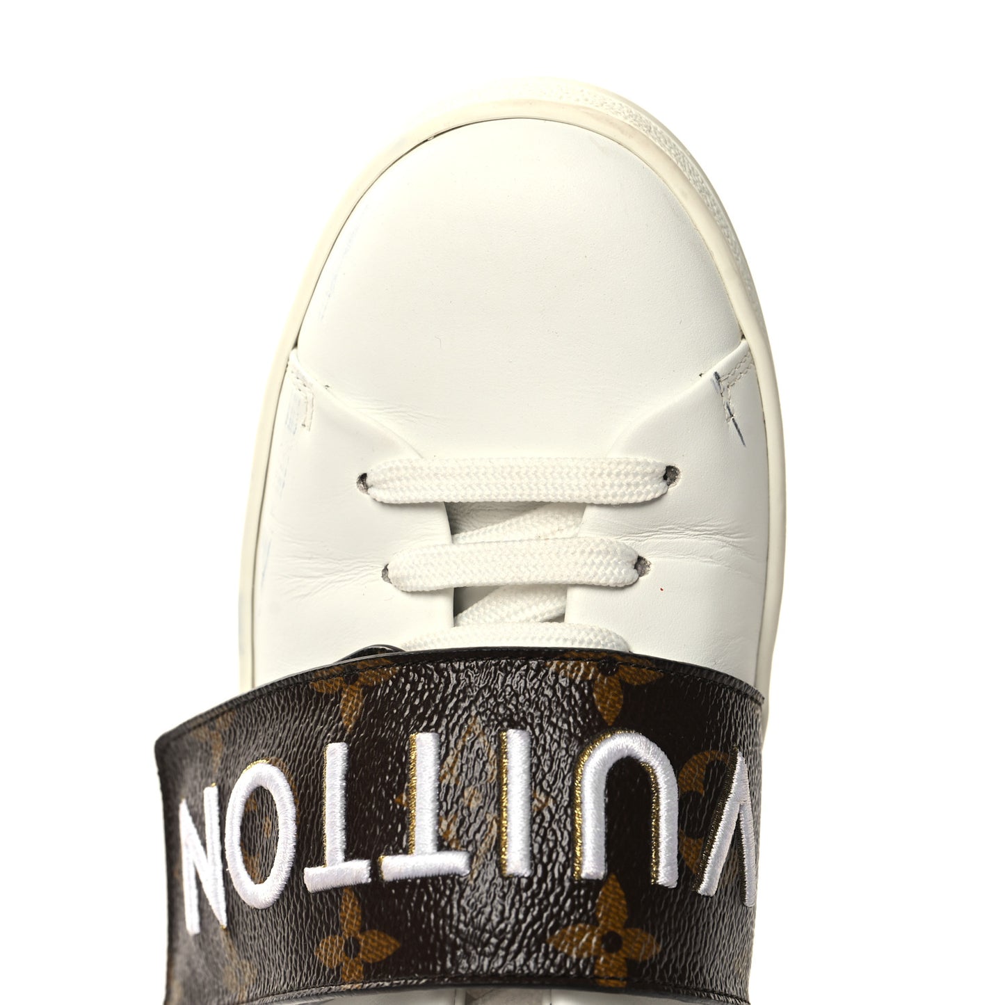 Calfskin Monogram Frontrow Sneakers 36 White