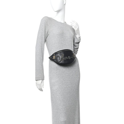 Chanel Calfskin Chain 20s Signe Waist Bag Black 2 of 12