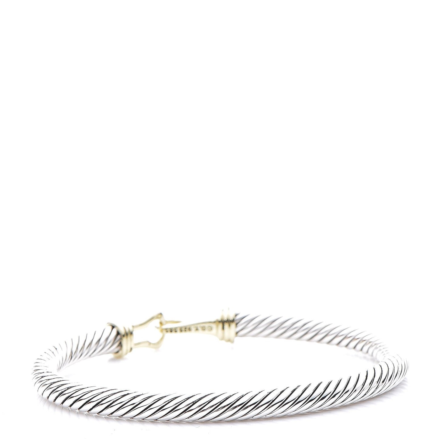 Sterling Silver 14K Yellow Gold 5mm Cable Classic Buckle Bracelet