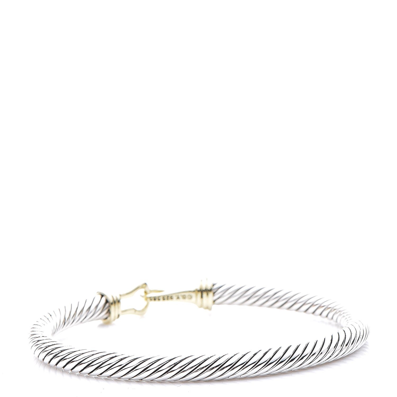 David Yurman Sterling Silver 14K Yellow Gold 5mm Cable Classic Buckle Bracelet 3 of 4