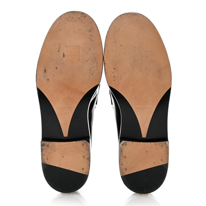 Chanel Shiny Calfskin Logo Loafers 38 Black 5 of 9