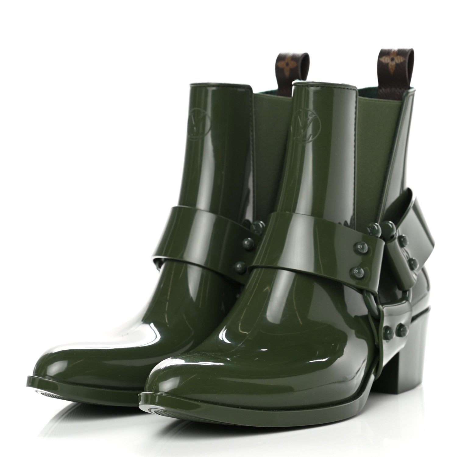 Louis Vuitton Rubber Monogram Rhapsody Ankle Boots 38 Kaki 3 of 8