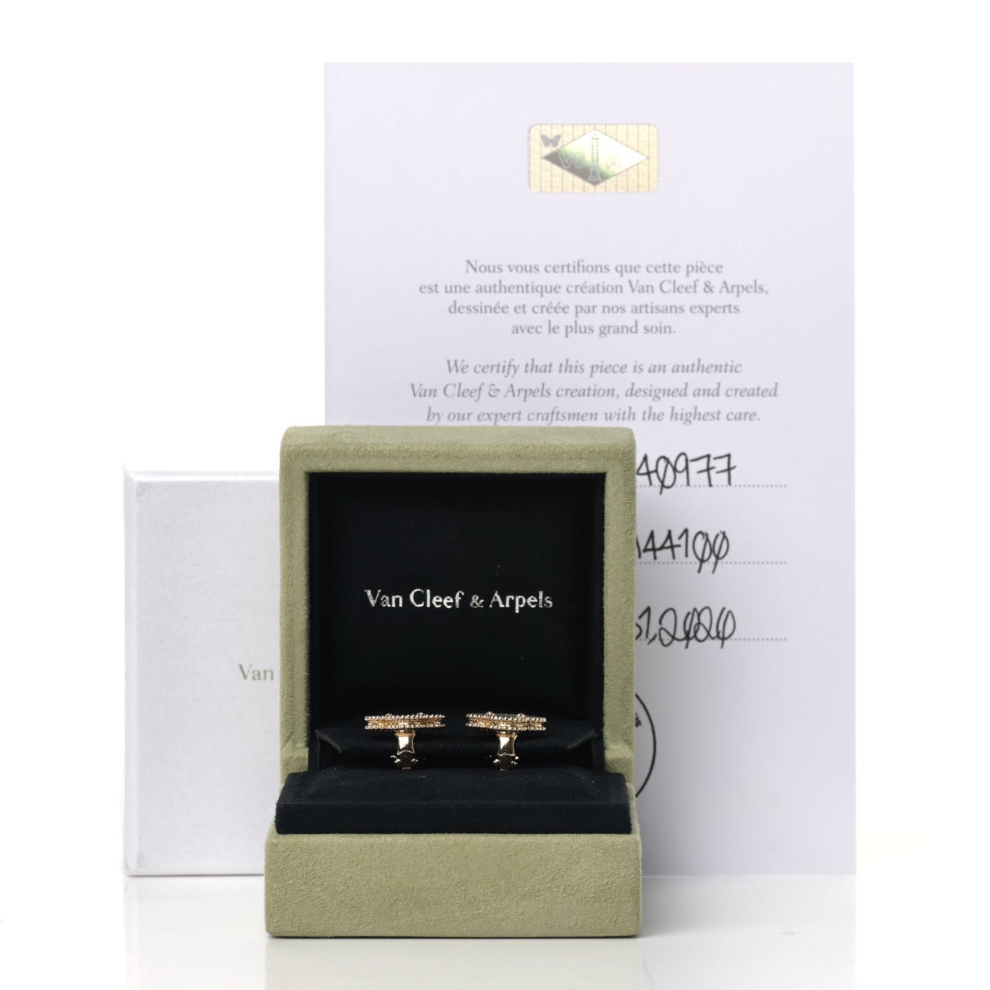 18K Yellow Gold Mother of Pearl Vintage Alhambra Earrings