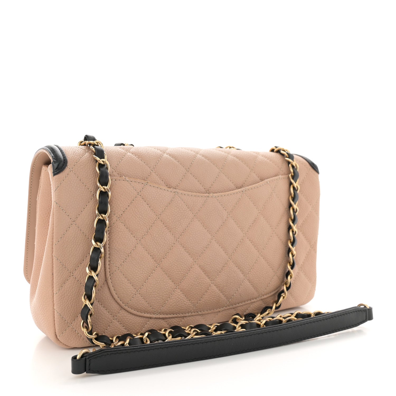 Chanel Caviar Quilted Medium CC Filigree Flap Beige Black 3 of 13