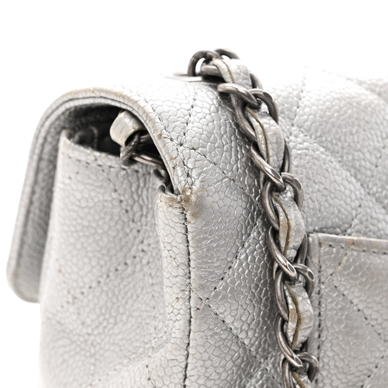 Chanel Metallic Caviar Quilted Mini Rectangular Flap Silver 9 of 11
