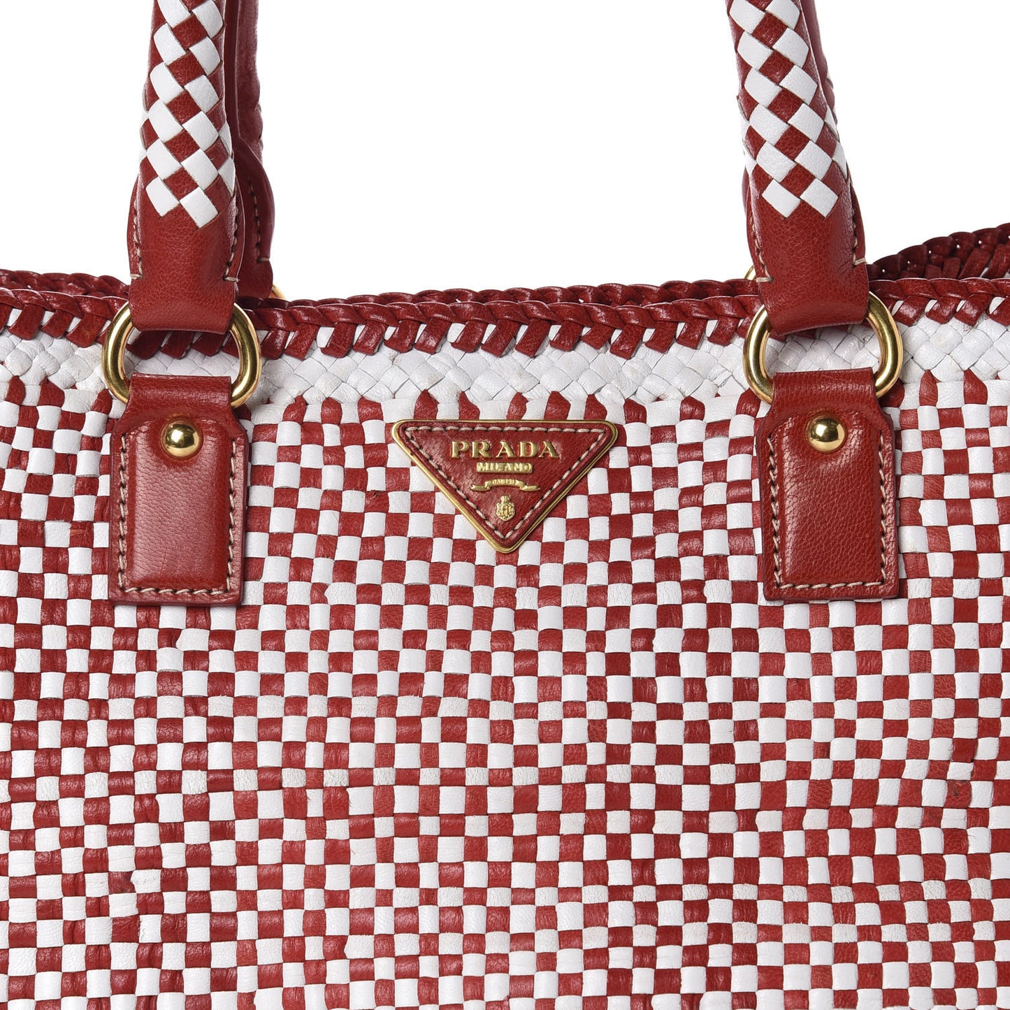 Goatskin Woven Tote Red White