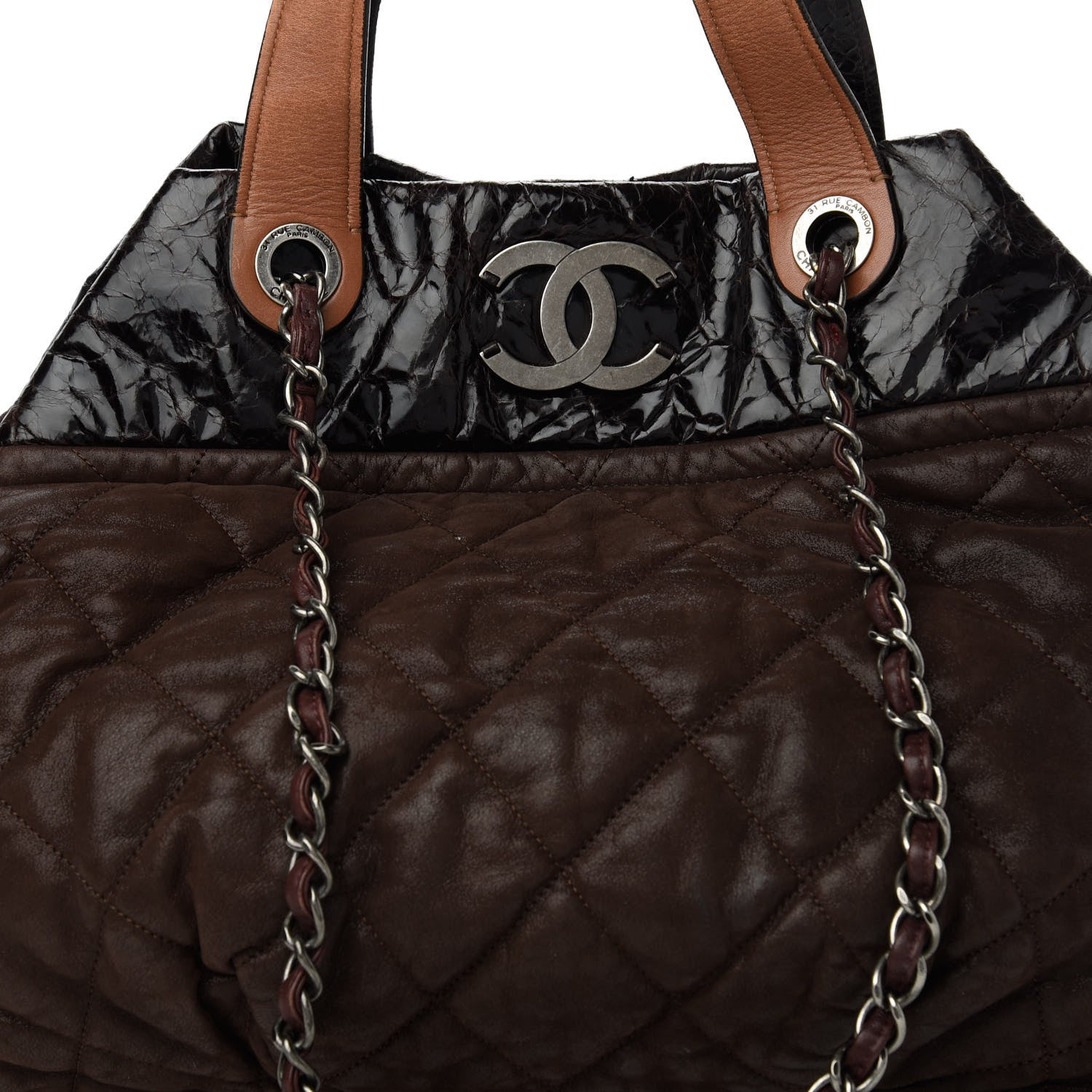 Chanel Iridescent Calfskin Quilted Large In The Mix Tote Brown 10 of 12