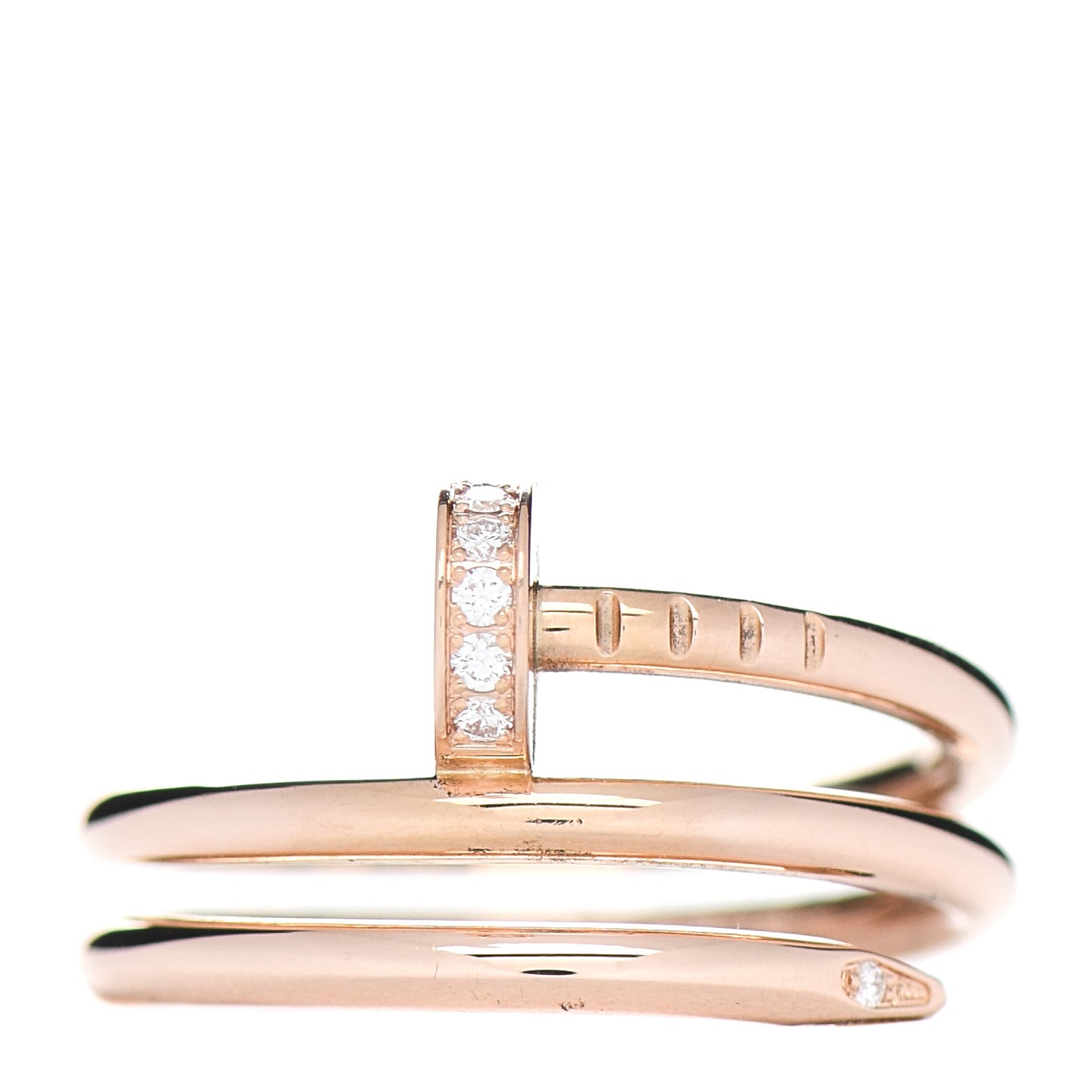 18K Pink Gold Diamond Double Juste Un Clou Ring 49 5