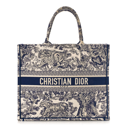 Christian Dior Canvas Embroidered Large Dioriviera Toile De Jouy Book Tote Blue 1 of 10