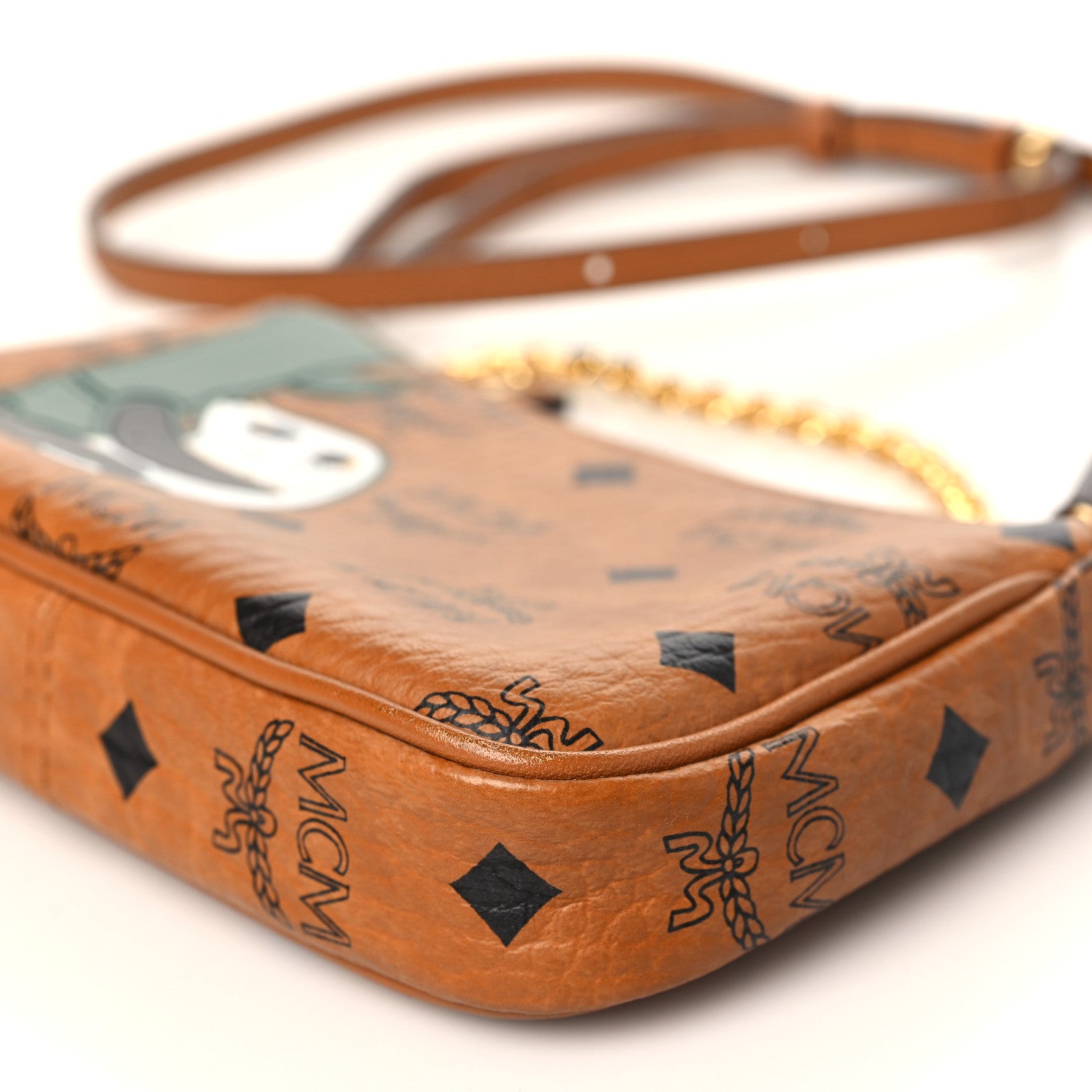 MCM Visetos Panda Crossbody Pouch Cognac 9 of 11