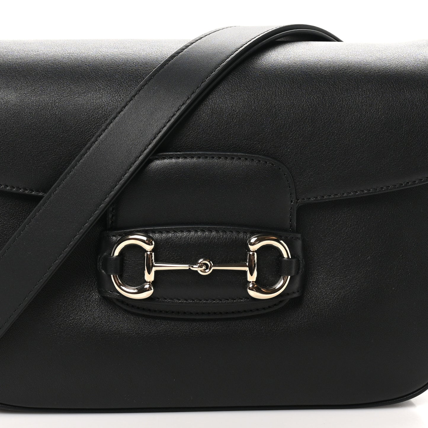 Ciny Lux Calfskin Horsebit 1955 Soft Small Shoulder Bag Black