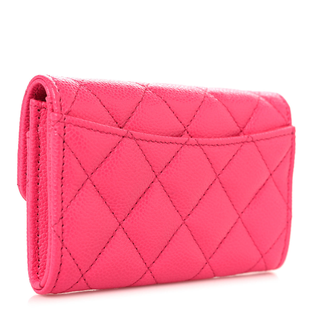 Chanel Caviar Quilted Flap Card Holder Wallet Fuchsia 3 of 9