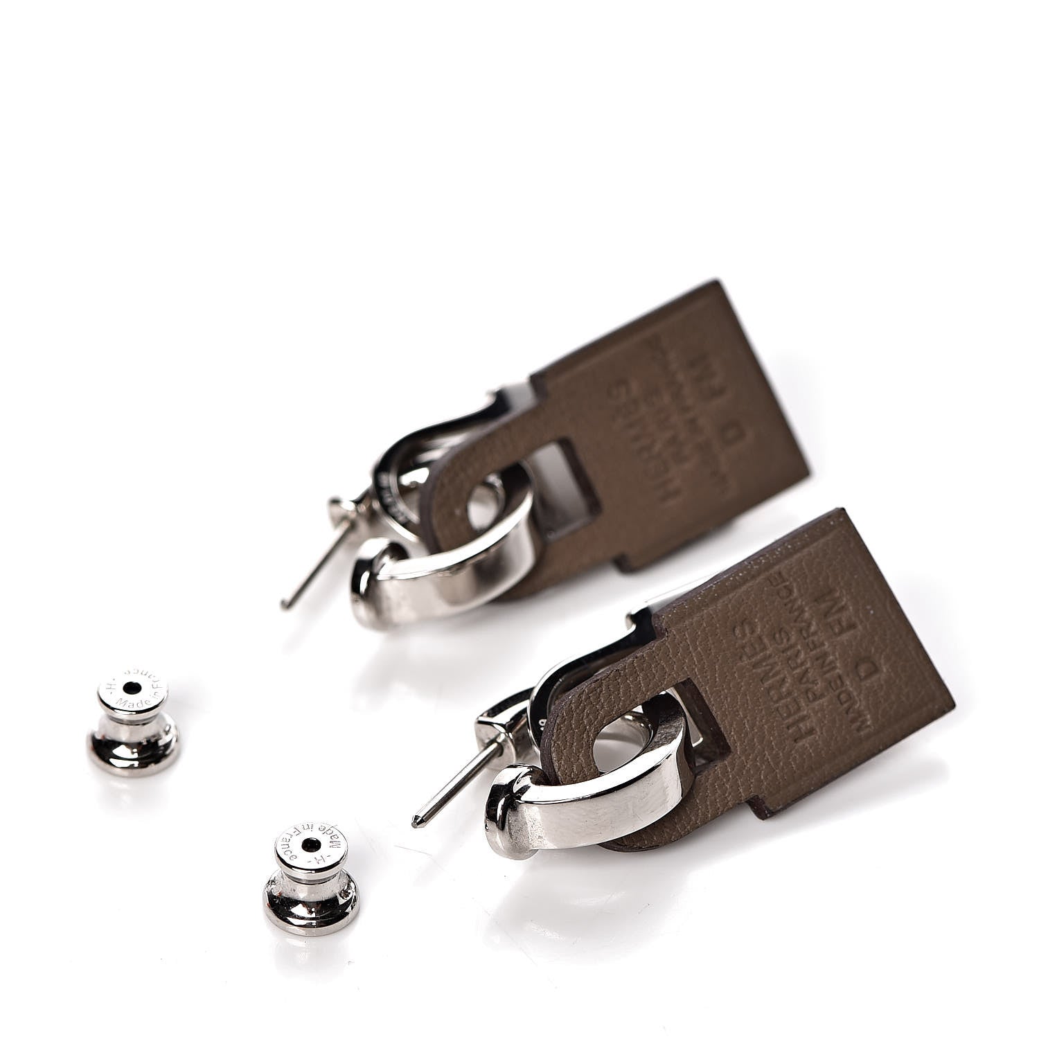 Hermes Palladium Swift O'Kelly Earrings Etoupe 3 of 7