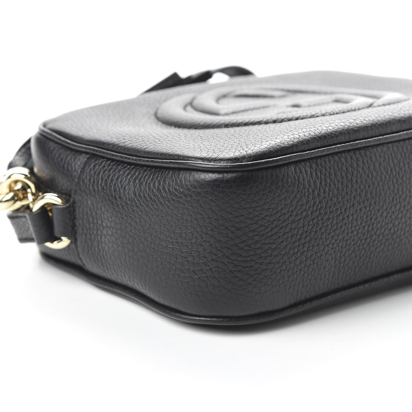 Pebbled Calfskin Small Soho Disco Bag Black